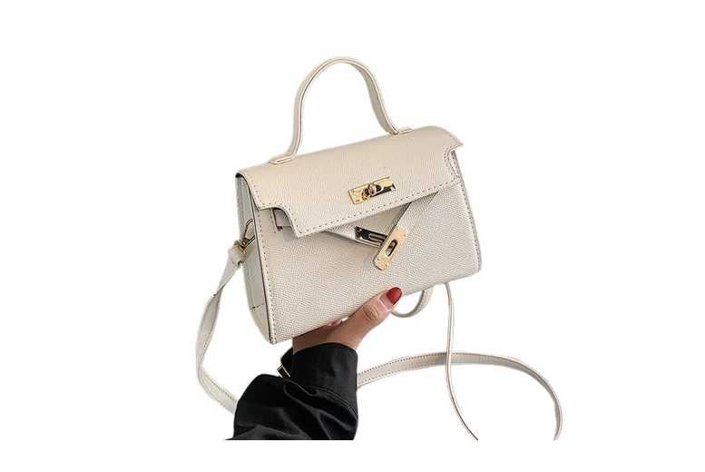 Unisex White: Mini Birkin- Lock Fashion Crossbody Satchel Bag | Wowcher