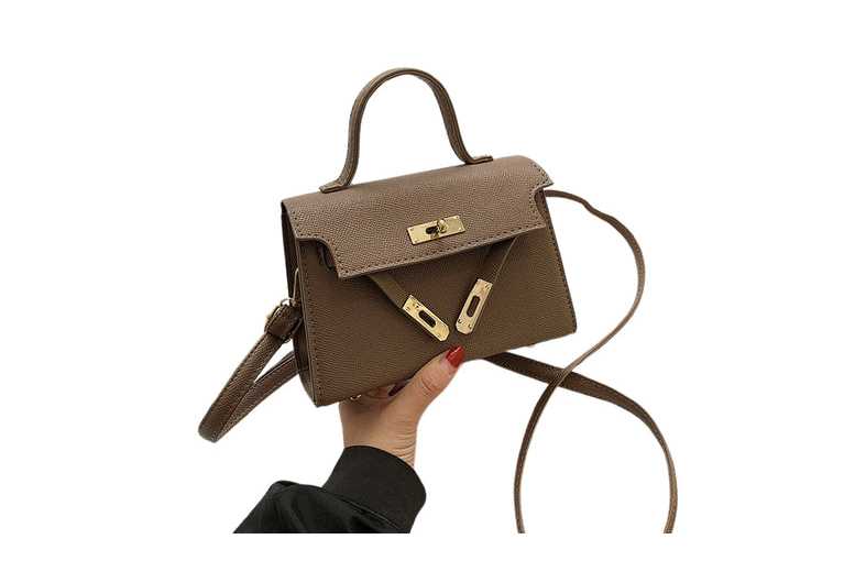 Unisex Khaki: Mini Birkin- Lock Fashion Crossbody Satchel Bag | Wowcher