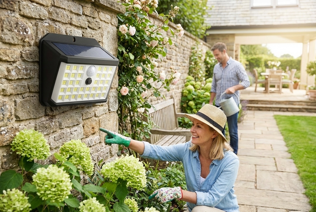 176 LED Solar Motion Sensor Wall Light | Wowcher