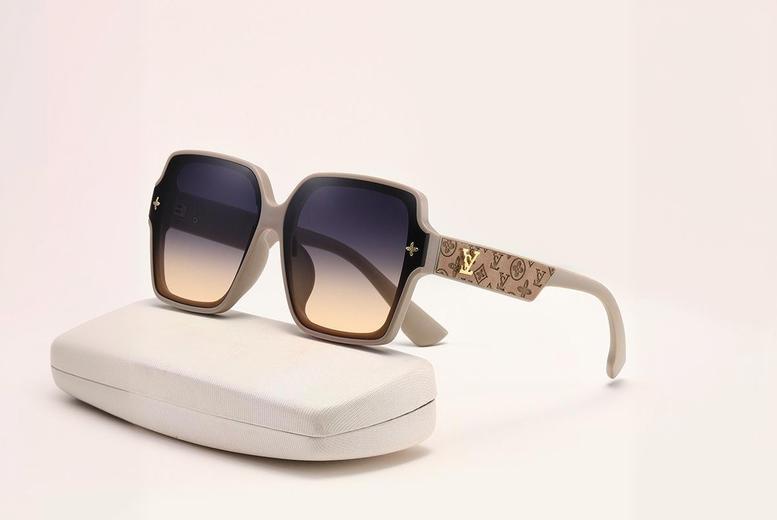 Unisex LV- Oversized Square Frame Sunglasses, Beige | Wowcher
