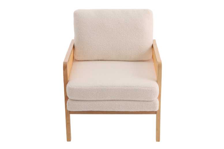 Cushioned Wood Armchair White
