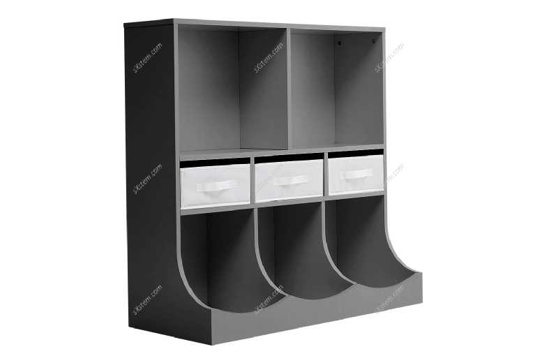 3-Tier Open Style Toy and Book Storage Cabinet Grey