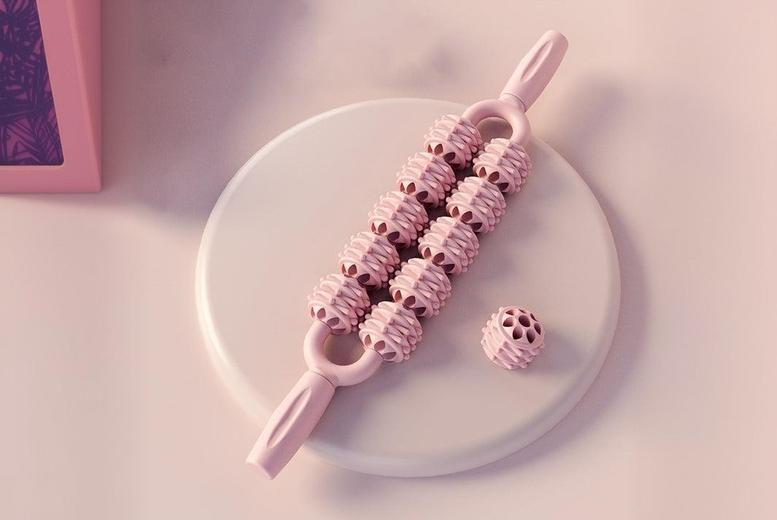 10-Wheel Double Roller Gym Massager – Ergonomic Muscle Recovery Tool, SGS-Certified, Lightweight, Portable (Blue or Pink) | Wowcher