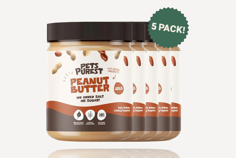 Natural Peanut Butter for Dogs – 5 Tub Bundle | Wowcher