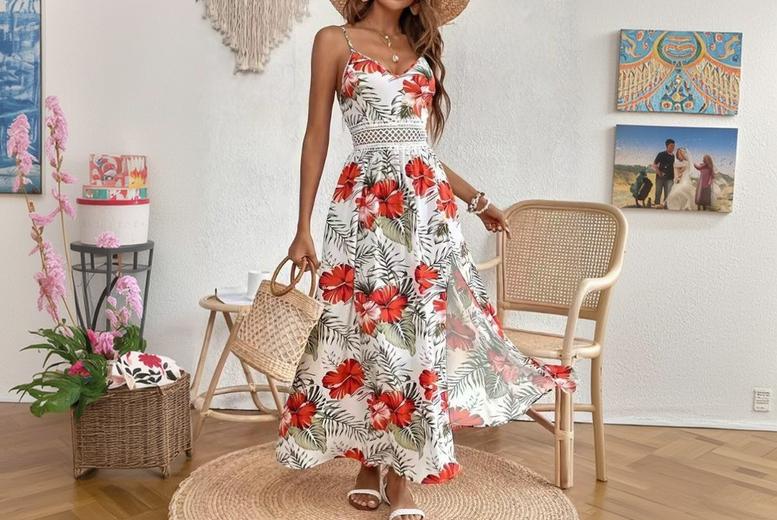 Green Women’s Floral Print Maxi Dress – Lightweight Polyester, Spaghetti Straps, V-Neck, Summer Holiday Style (UK 8-16) | Wowcher Green Women’s Floral Print Maxi Dress – Lightweight Polyester, Spaghetti Straps, V-Neck, Summer Holiday Style (UK 8-16) | Wowcher