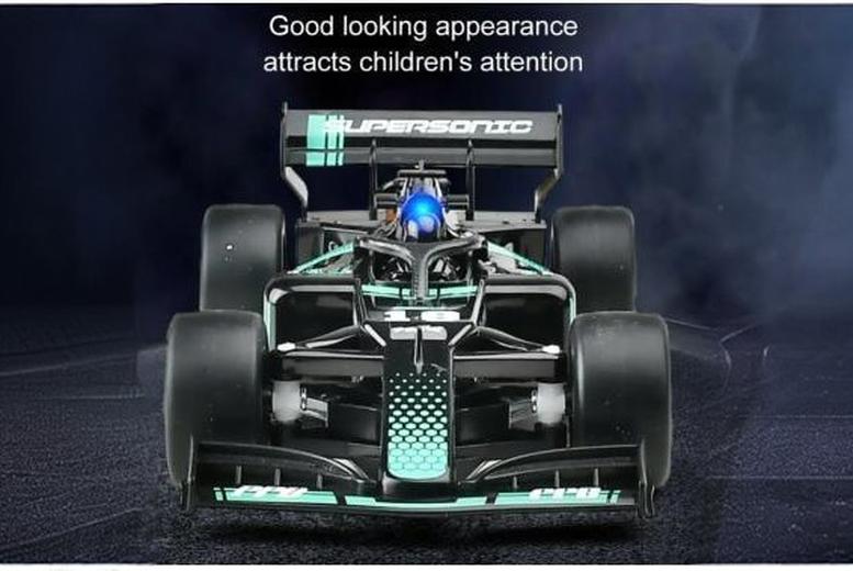 F1  Remote Control Racing Car Toy with Spray Effects - Ages 4+, Rechargeable, Red or Blue | Wowcher
