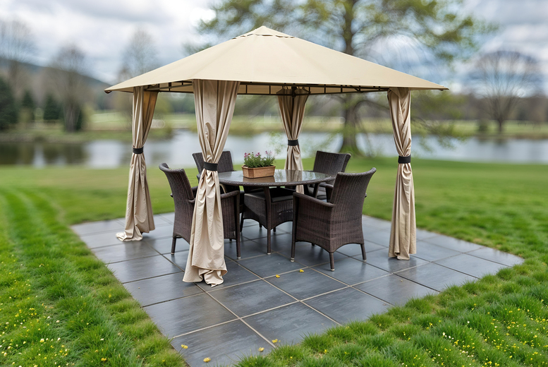 3m x 3m Weather-Resistant Gazebo Marquee with Side Curtains 3m x 3m Weather-Resistant Gazebo Marquee with Side Curtains