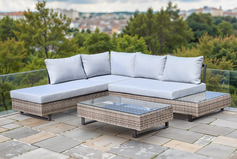 Modern 7-Seater Weather-Resistant Rattan Corner Lounge Set with Adjustable Sun Lounger | Wowcher Modern 7-Seater Weather-Resistant Rattan Corner Lounge Set with Adjustable Sun Lounger | Wowcher