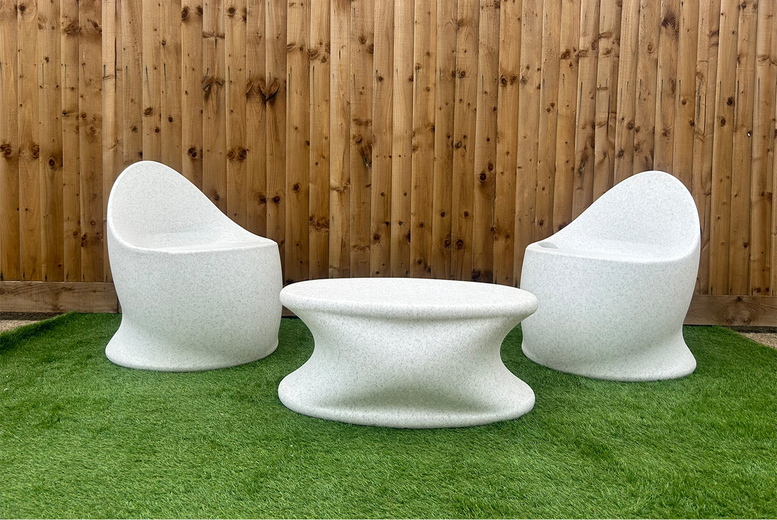 LED-Lit Natural Stone Effect Outdoor Coffee Table Set – Weather-Resistant, Modern, 3-Piece | Wowcher LED-Lit Natural Stone Effect Outdoor Coffee Table Set – Weather-Resistant, Modern, 3-Piece | Wowcher