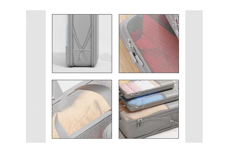 4Pcs Polyester Zipper Compression Storage Bags - Modular Luggage Organisers, Space-Saving, Multi-Size | Wowcher