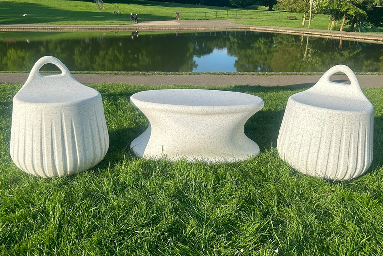 Modern LED-Illuminated Coffee Table Set with Natural Stone Finish | Wowcher Modern LED-Illuminated Coffee Table Set with Natural Stone Finish | Wowcher