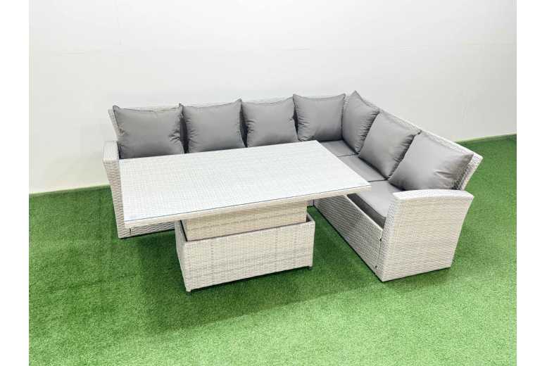 6-Seat High Back Rattan Corner Sofa Set with Adjustable Table | Wowcher 6-Seat High Back Rattan Corner Sofa Set with Adjustable Table | Wowcher