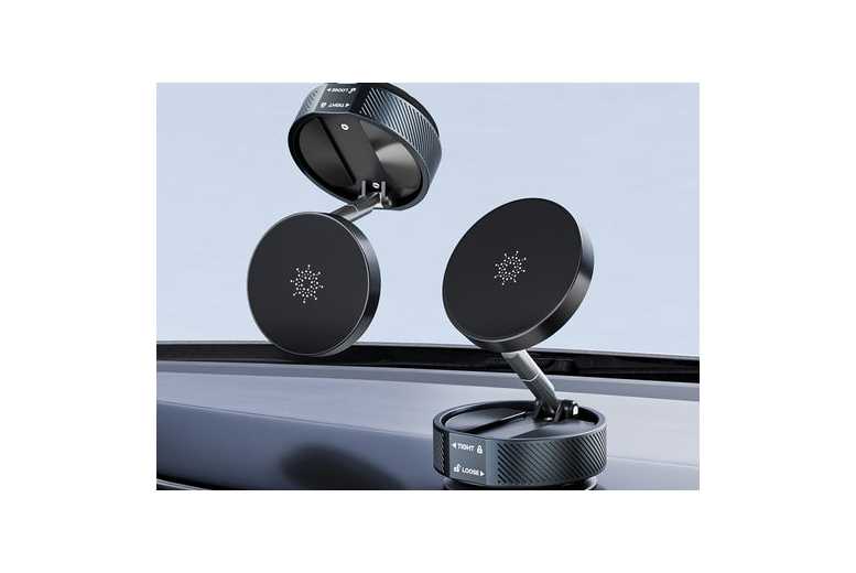 Vacuum Magnetic Phone Holder for MagSafe & Universal Smartphones – 360° Rotatable Car Mount, Black | Wowcher