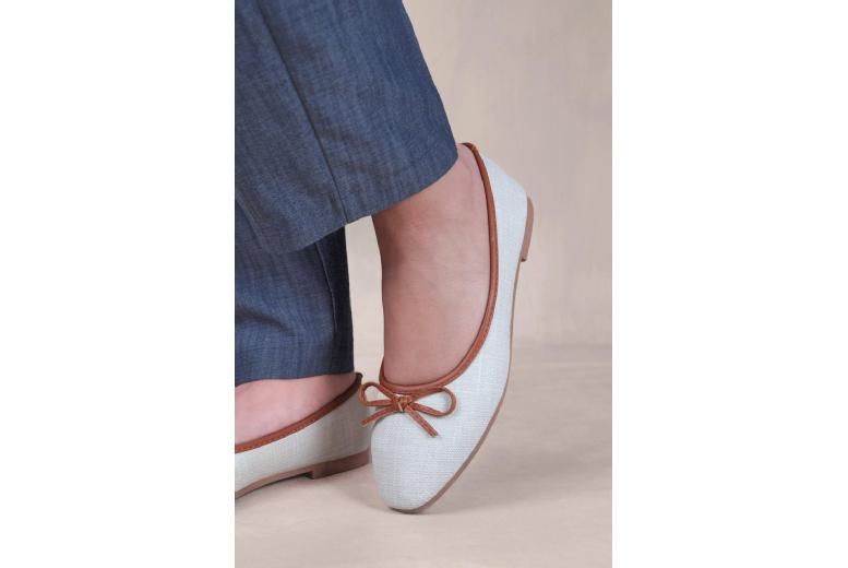White Women’s Woven Slip-On Ballerina Flats with Bow – Lightweight Casual Comfort Shoes | Wowcher