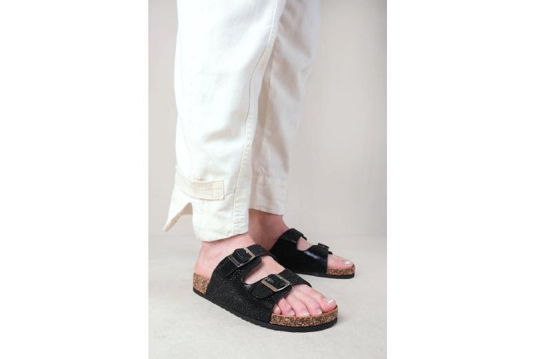 Silver Women’s Diamante Two Strap Flat Sandals – Buckle Detail, Casual Chic | Wowcher