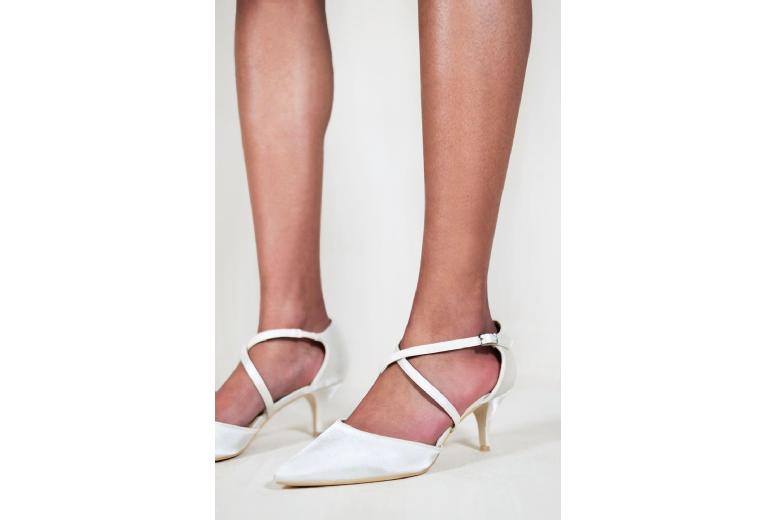 Black Women’s Faux Leather Kitten Heel Crossover Strap Sandals – Elegant, Comfortable Dress Shoes | Wowcher