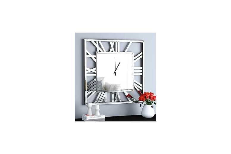 Squarely Mirrored Large 80x80cm Decorative Silent Clock