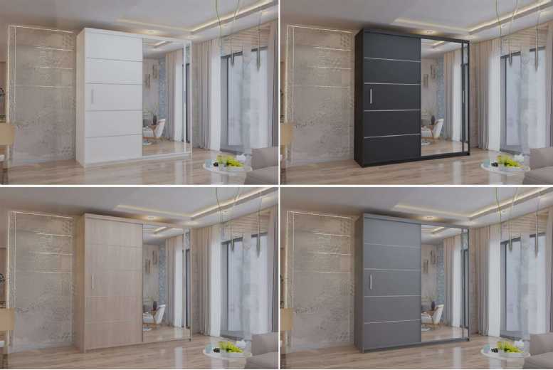 Venice Sliding Full Mirror Door Wardrobe – Modern Bedroom Storage, 16mm Laminated Particle Board, Space-Saving Sliding Doors, Full-Length Mirror – Whi Venice Sliding Full Mirror Door Wardrobe – Modern Bedroom Storage, 16mm Laminated Particle Board, Space-Saving Sliding Doors, Full-Length Mirror – Whi