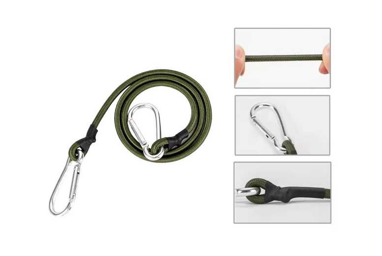 Elastic Camping Cord with Aluminum Carabiner – Heavy-Duty, Stretchable, 8mm Latex Outdoor Gear | Wowcher