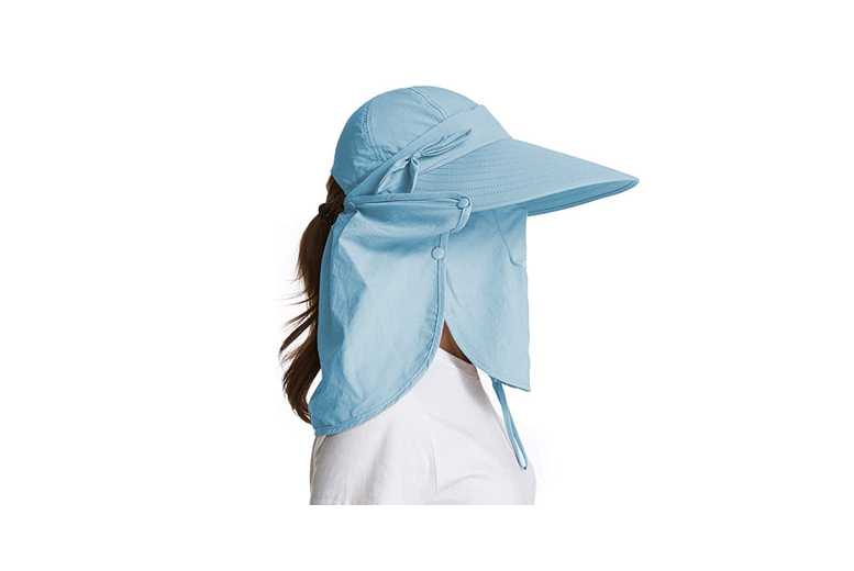 Blue Women’s Sun Hat – Detachable Face Mask & Neck Flap Visor! | Wowcher