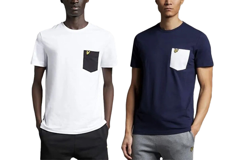 Lyle & Scott Men’s Crew Neck Cotton T-Shirt with Pocket Logo – Breathable, Smart-Casual Essential (Navy or White) | Wowcher