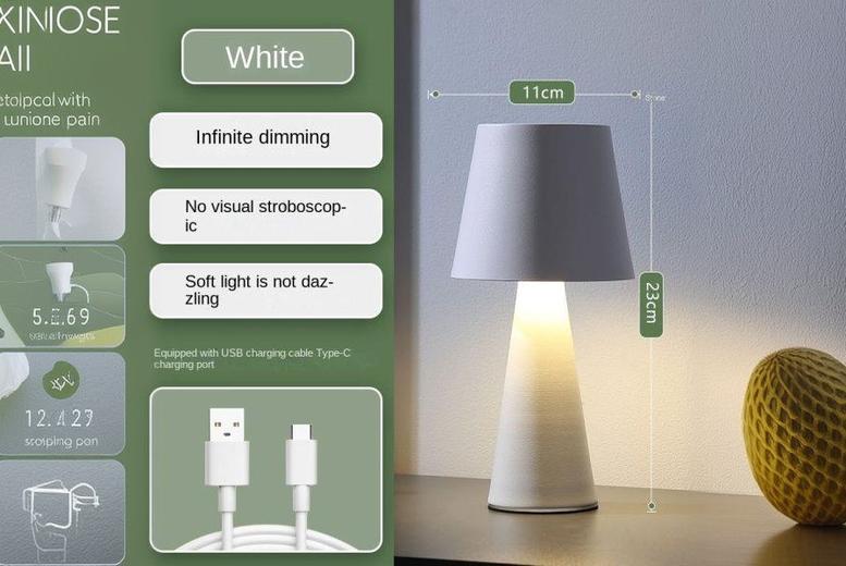 USB-Rechargeable Portable Touch Bedside Lamp – 2 Colours | Wowcher