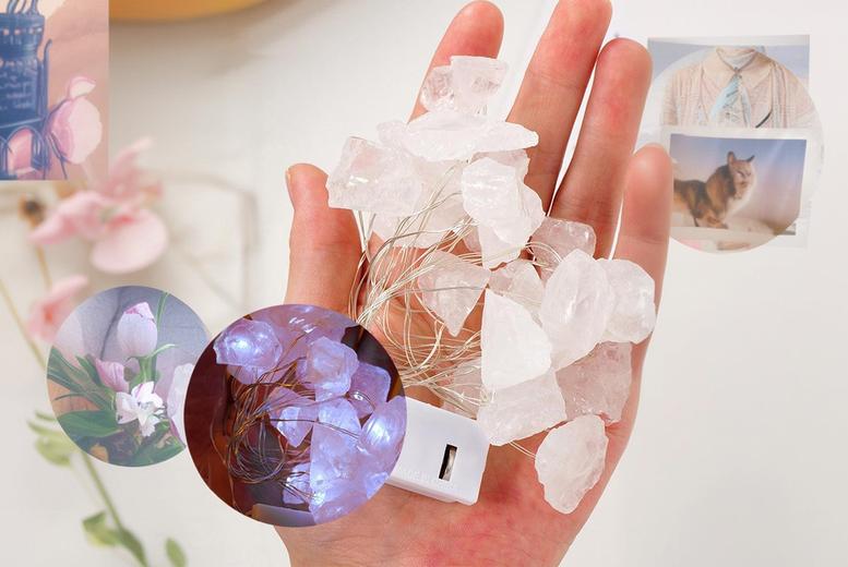Handmade Crystal Stone LED String Lights – Warm Ambient Lighting, 2m, 20 LEDs | Wowcher