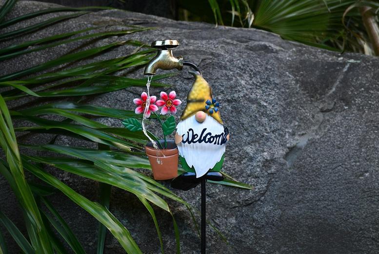 Solar LED Garden Gnome Sprinkler Light – Weatherproof, Easy Install | Wowcher