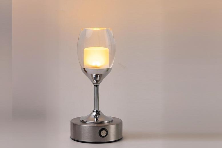 USB Rechargeable LED Table Lamp – Dimmable Acrylic Wine Glass Light, Portable, Modern Touch Control | Wowcher