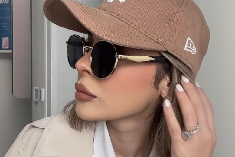 Unisex Celine  Metal Sunglasses with UV Protection, Gold Frame, Brown Lenses | Wowcher