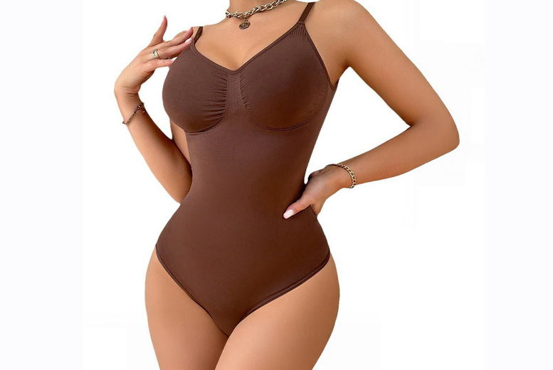 Pink Women’s Seamless Shaping Bodysuit – Breathable Polyamide & Elastane, Tummy & Back Control, Adjustable Straps, Invisible Under Clothes (UK8-UK22)