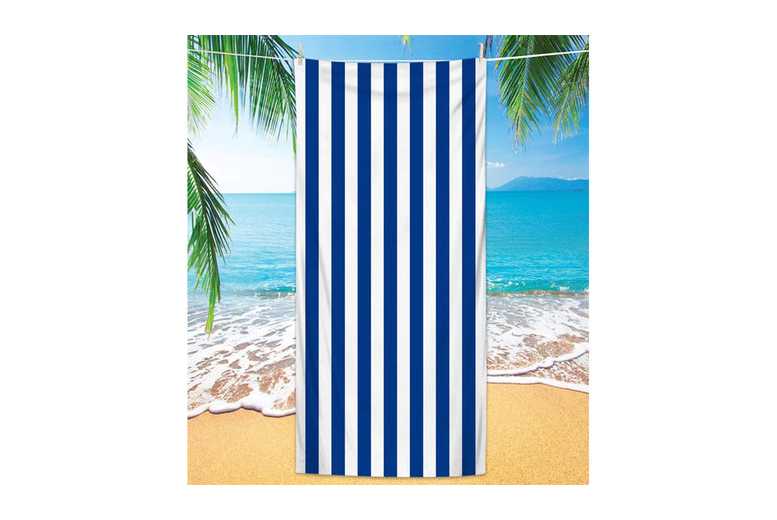 Quick Dry Microfibre Striped Beach Towel – Lightweight Travel Essential | Wowcher