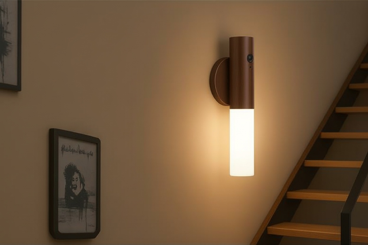 USB Rechargeable Motion Sensor LED Night Light – Energy Efficient, Easy Install, Modern Wood Finish | Wowcher