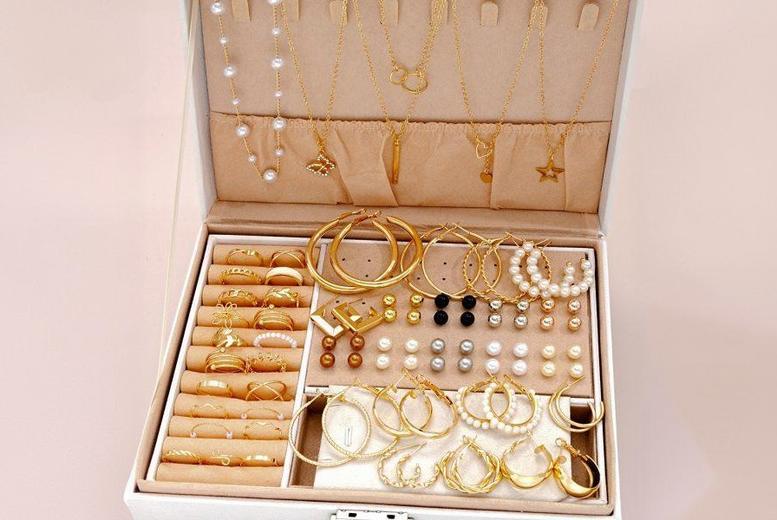 Women’s 56-Piece Gold & Silver Jewellery Set – Alloy Multi-Piece Collection, Necklaces, Earrings, Rings & Bracelets | Wowcher