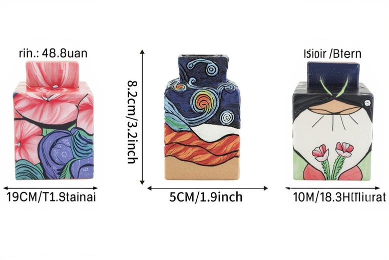 Van Gogh Starry Night Ceramic Flower Pot Set – Decorative Art Home Decor, 2 or 3-Piece, Compact Modern Style | Wowcher