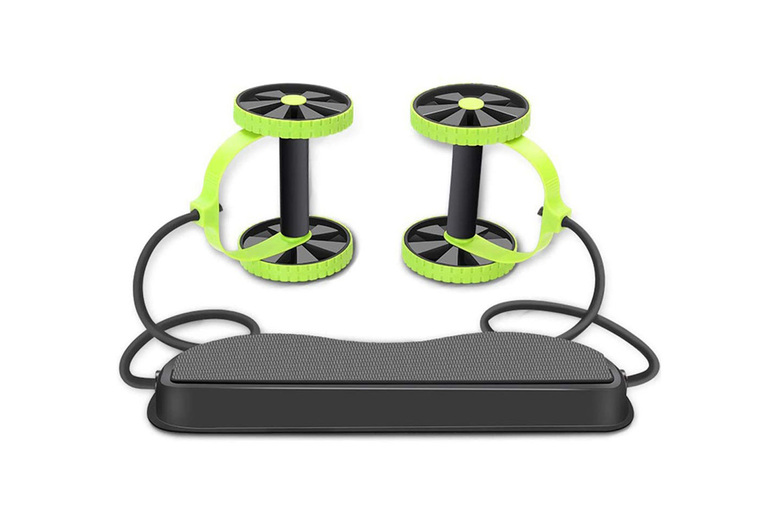 Abdominal Fitness Abs Wheel Roller with Resistance Bands – Compact Full-Body Gym Equipment, 2 Colours | Wowcher