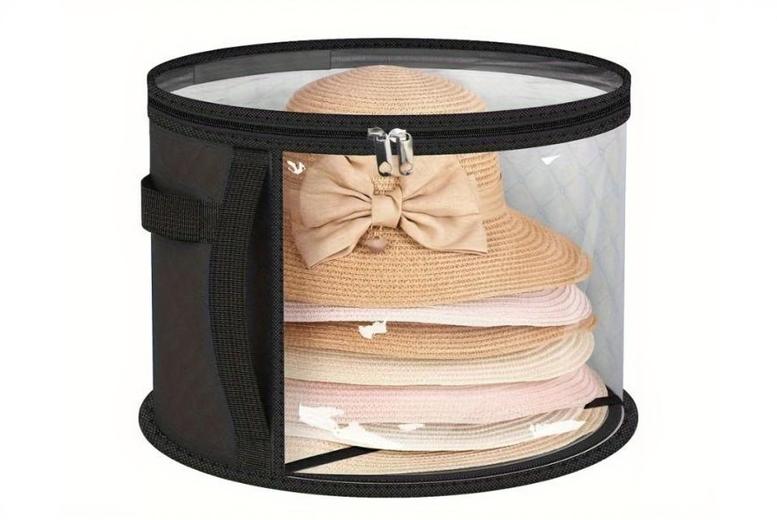 Stackable Fabric Hat Storage Box with Transparent Lid – Modular Closet & Wardrobe Organiser | Wowcher