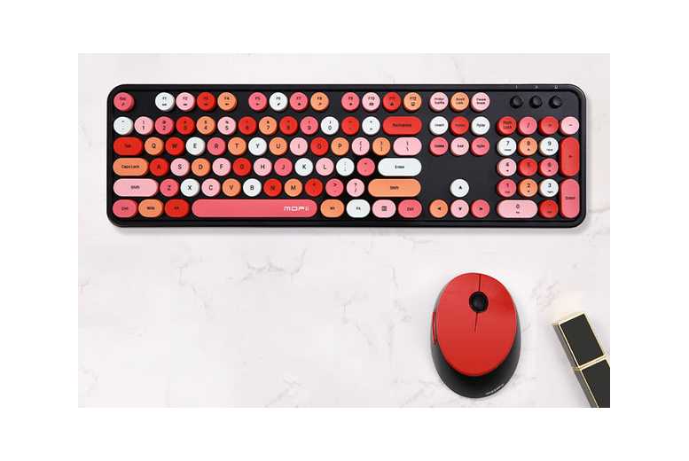 Retro Keyboard and Mouse Combo – Ergonomic Typewriter Style Keys | Wowcher