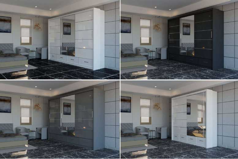 High Gloss Sliding Mirror Door Wardrobe – Modern Bedroom Storage in 3 Colours & 3 Sizes | Wowcher High Gloss Sliding Mirror Door Wardrobe – Modern Bedroom Storage in 3 Colours & 3 Sizes | Wowcher