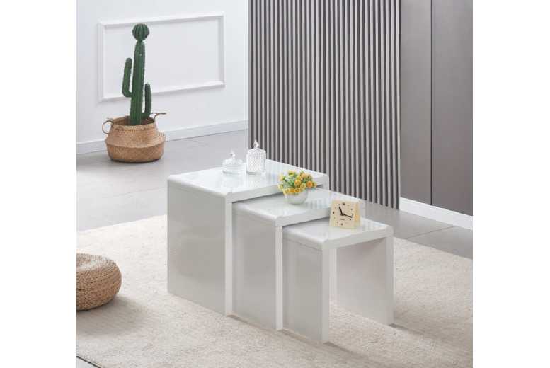 Astwick Contemporary High Gloss Nest of 3 Coffee Tables – Space-Saving Living Room Furniture | Wowcher