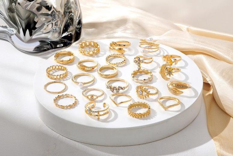 23-Piece Knuckle Rings Set in Gold and Silver with Vintage Designs | Wowcher