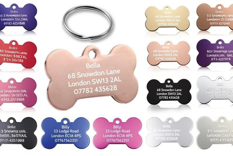 Premium Personalised Bone Dog Tag – Custom Engraving & Colour Choice | Wowcher
