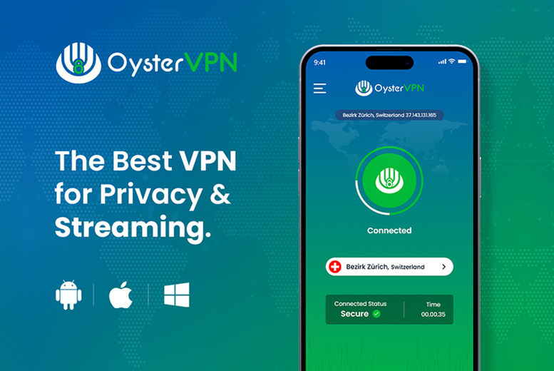 OysterVPN 1Yr or Lifetime VPN - Protect Your Privacy Online | Wowcher