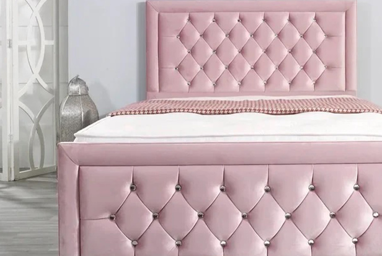 Princess Upholstered Bed Frame with Mattress – Optional Ottoman, 8 Colours! | Wowcher Princess Upholstered Bed Frame with Mattress – Optional Ottoman, 8 Colours! | Wowcher