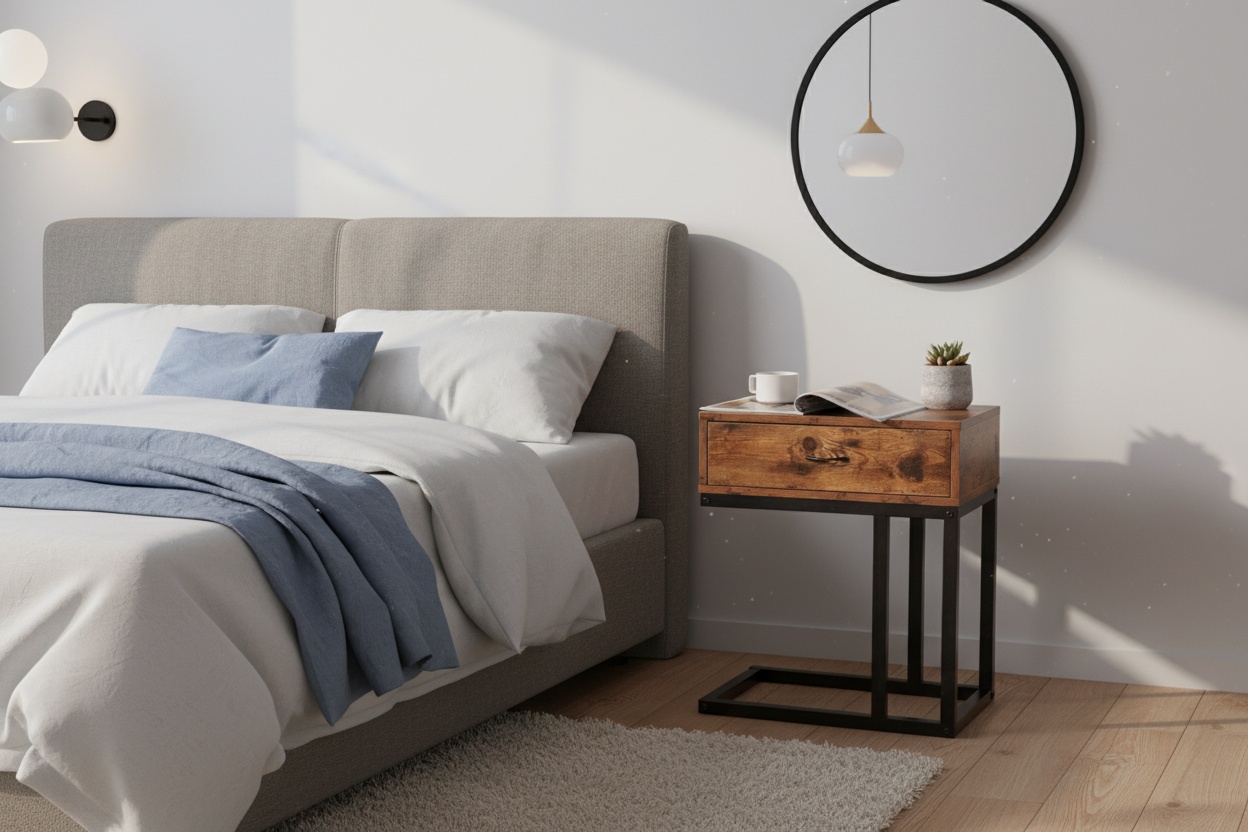 Elegant Vintage Compact Bedside Table with Storage Drawer & Steel Legs – Bedroom Furniture | Wowcher Elegant Vintage Compact Bedside Table with Storage Drawer & Steel Legs – Bedroom Furniture | Wowcher