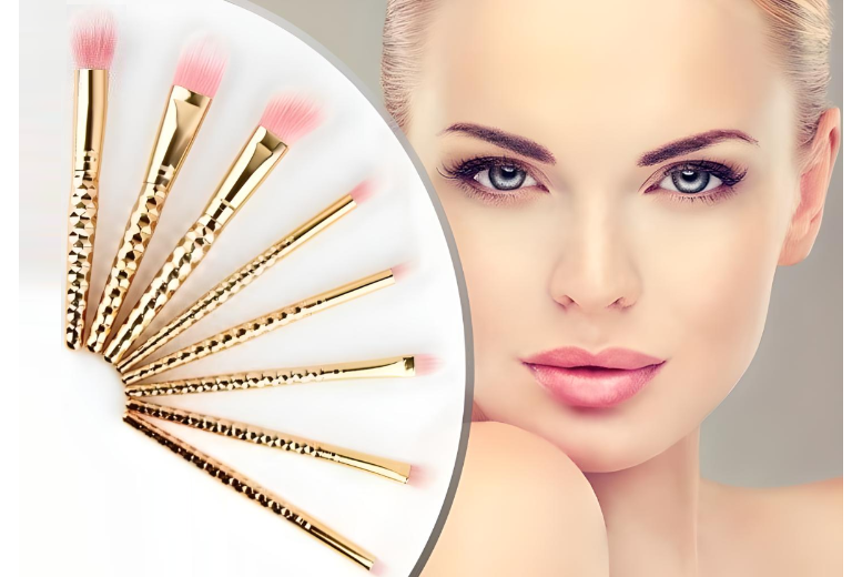 8pc Luxury Rose Gold Makeup Brush Set | Wowcher
