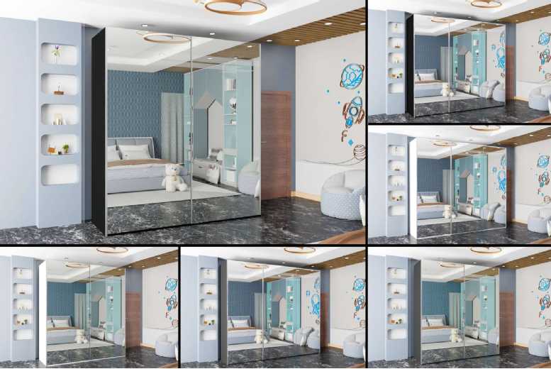 Modern Full Mirror Sliding Door Wardrobe – Laminated MDF, Space-Saving, Full-Length Mirrors, Multiple Sizes & Colours | Wowcher