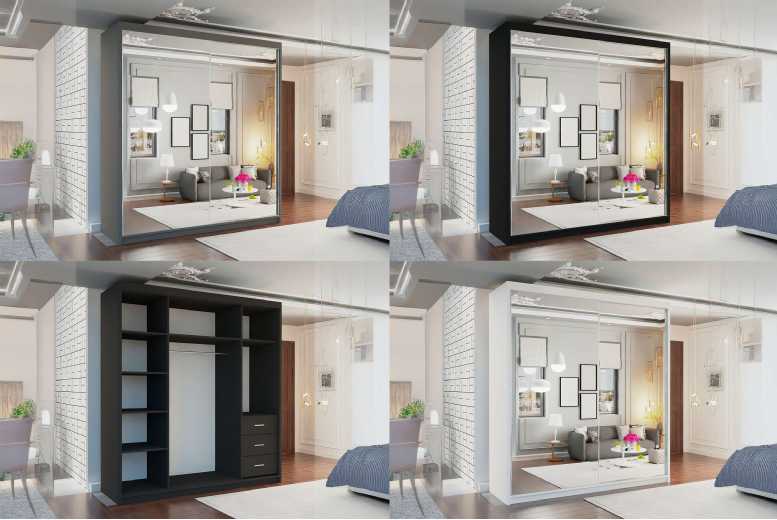 Luxury Sliding Mirror Wardrobe – Matte MDF, Spacious Storage, 150/200cm, Contemporary Bedroom Furniture | Wowcher Luxury Sliding Mirror Wardrobe – Matte MDF, Spacious Storage, 150/200cm, Contemporary Bedroom Furniture | Wowcher
