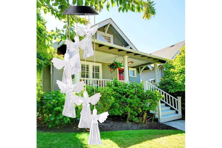 Solar Wind Chimes with LED Light – Outdoor Garden Decor | Wowcher