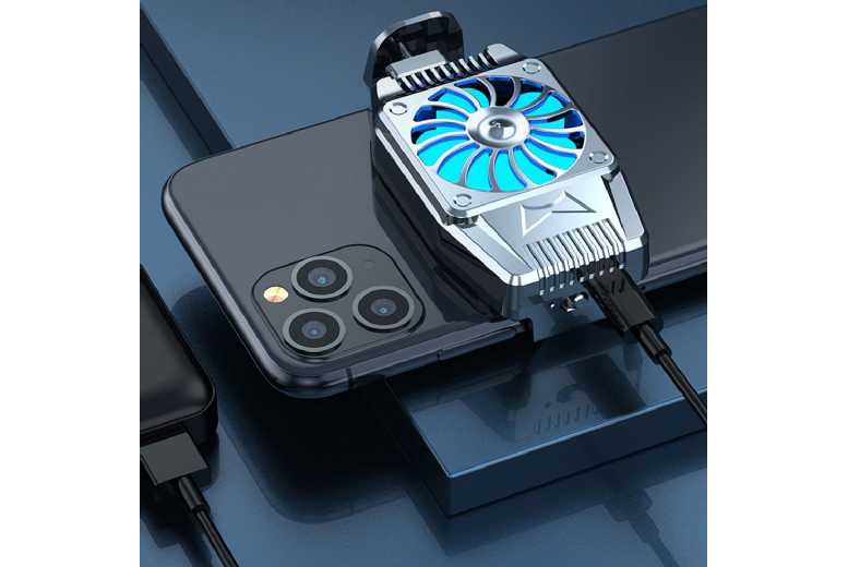 Universal Mobile Phone Cooler Radiator Cooling Fan – Compact Gaming Heat Dissipation Accessory, ABS, Black/Silver | Wowcher